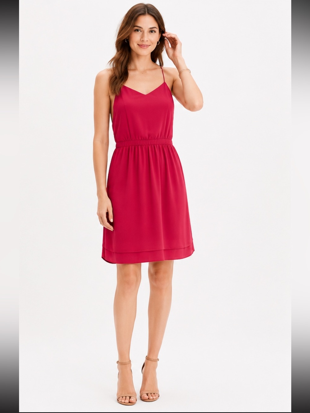 Madewell 100% SILK Daylight Magenta Sleeveless Sweet Heart Neck Dress Size 6